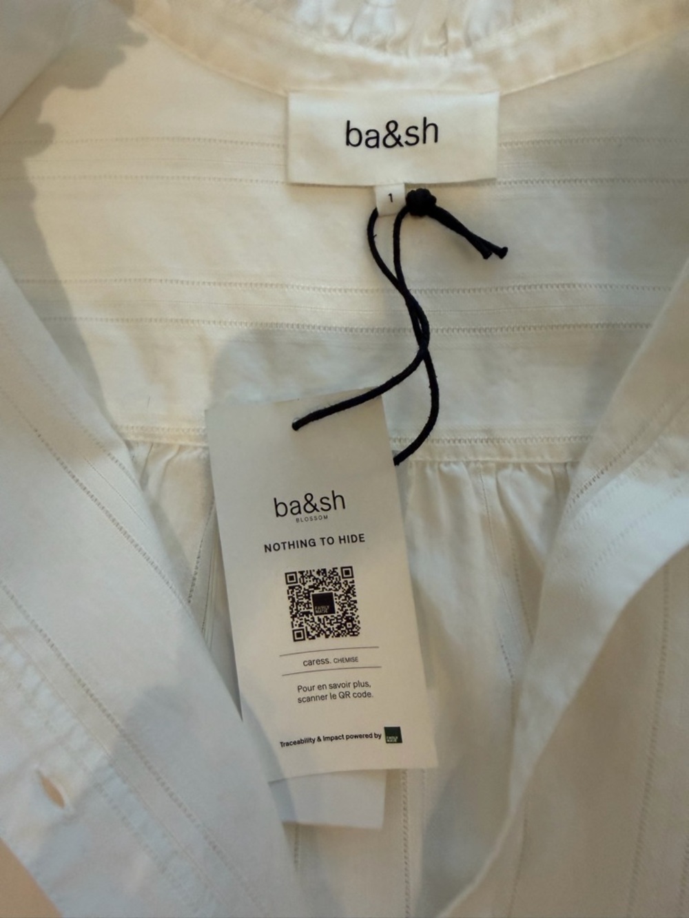 ba&sh “Lady Shirt” Cream Ruffle-Front Button Blouse - Picture 5 of 6